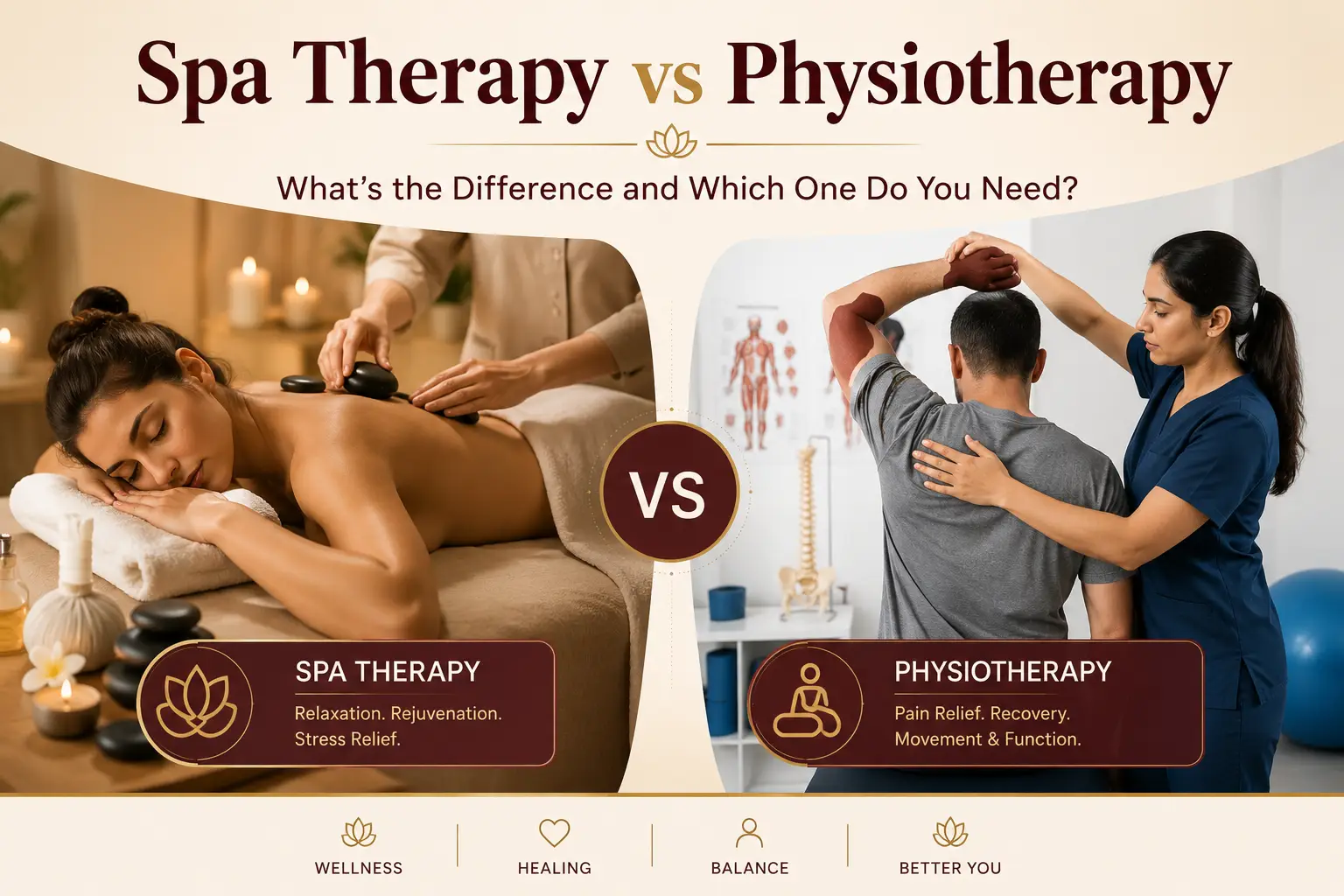 Spa Therapy vs Physiotherapy — What's the Difference and Which One Do You Need?