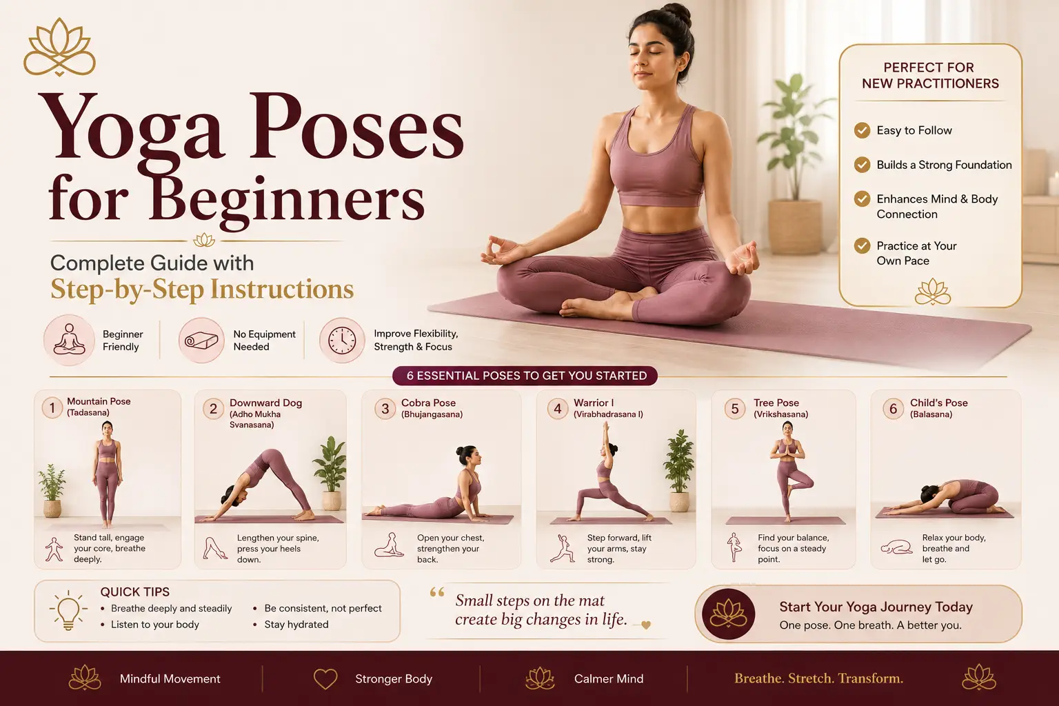 Yoga Poses for Beginners — Complete Guide with Step-by-Step Instructions